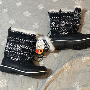 Black and White Winter Boots
